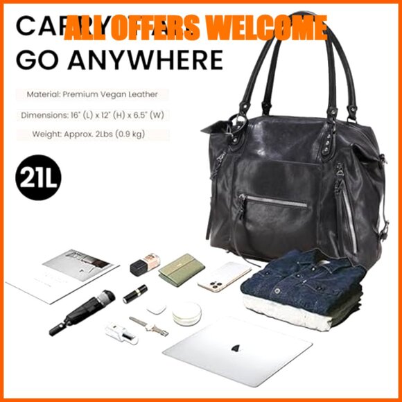 Vegan Leather Tote Bag with Adjustable Strap Crossbody Purse